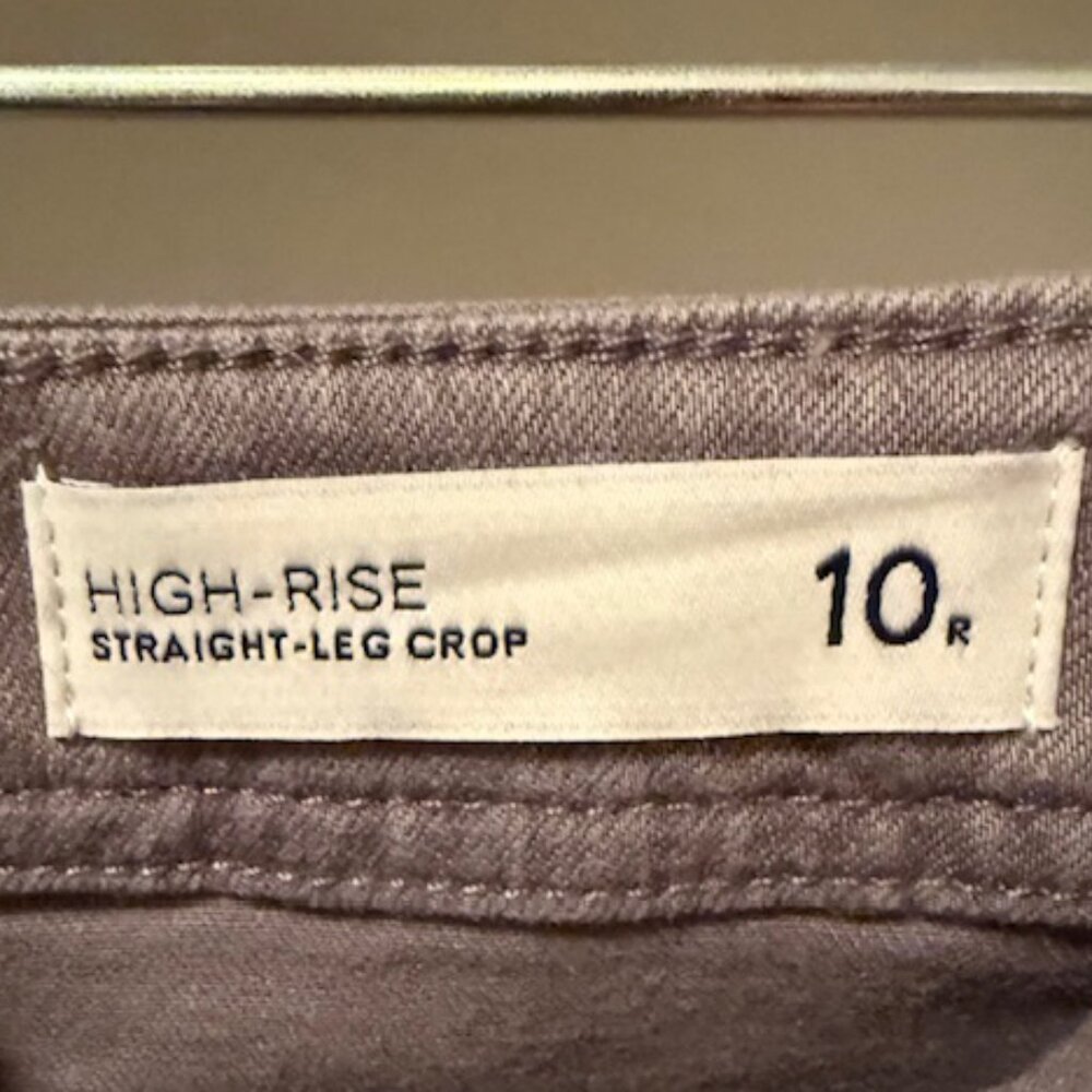 J. Jill High Rise Fringe Hem Straight Leg Crop Jeans, NWT, Olive, Size 10 - Picture 3 of 6